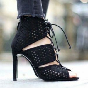 ZARA Lace Up Open Toe Pumps
